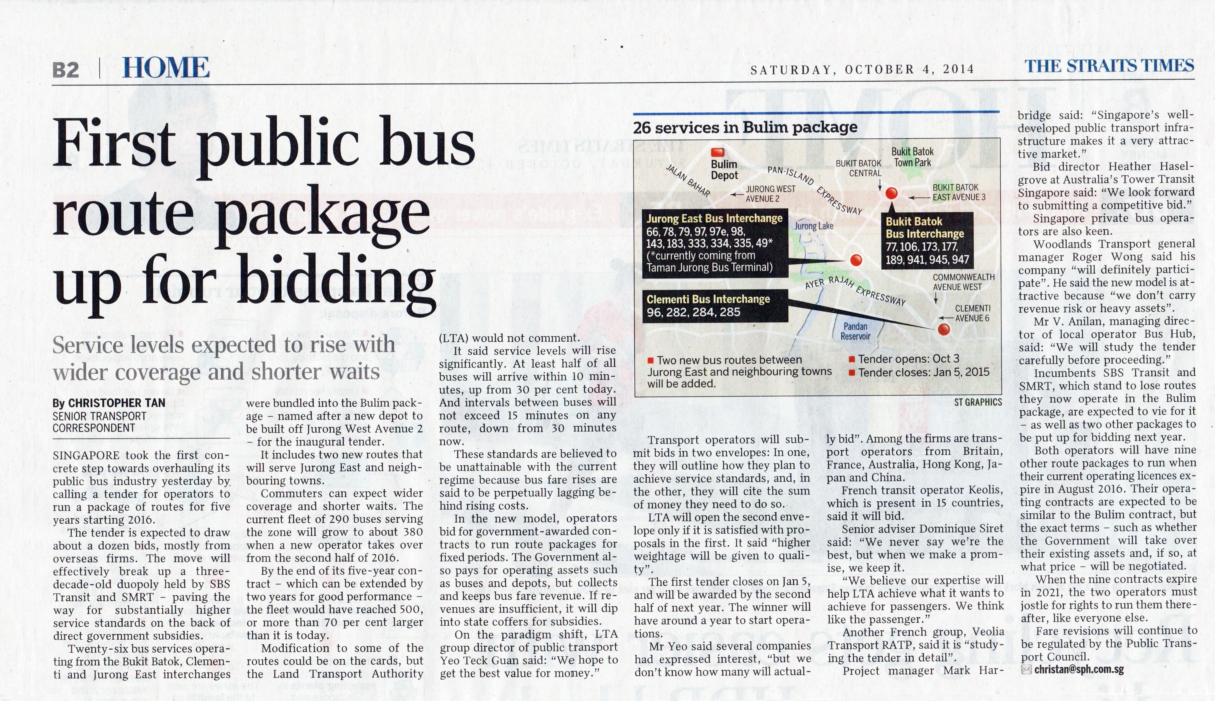 tender for second bus-service package in q2